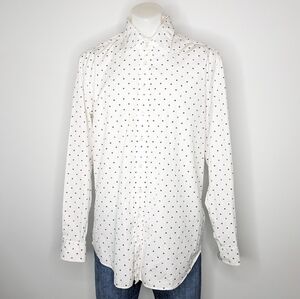 Etro white blue pink purple polka dot long sleeve button up shirt 44